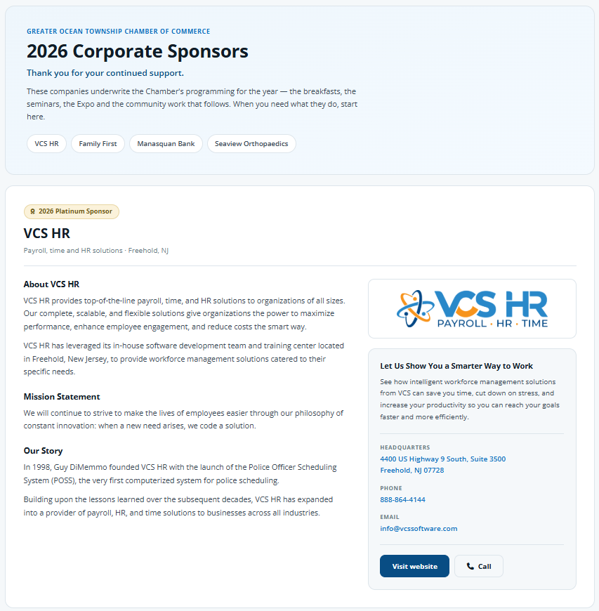 Chamber sponsors