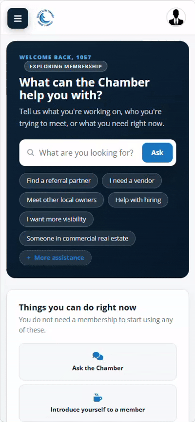 The member portal on a phone