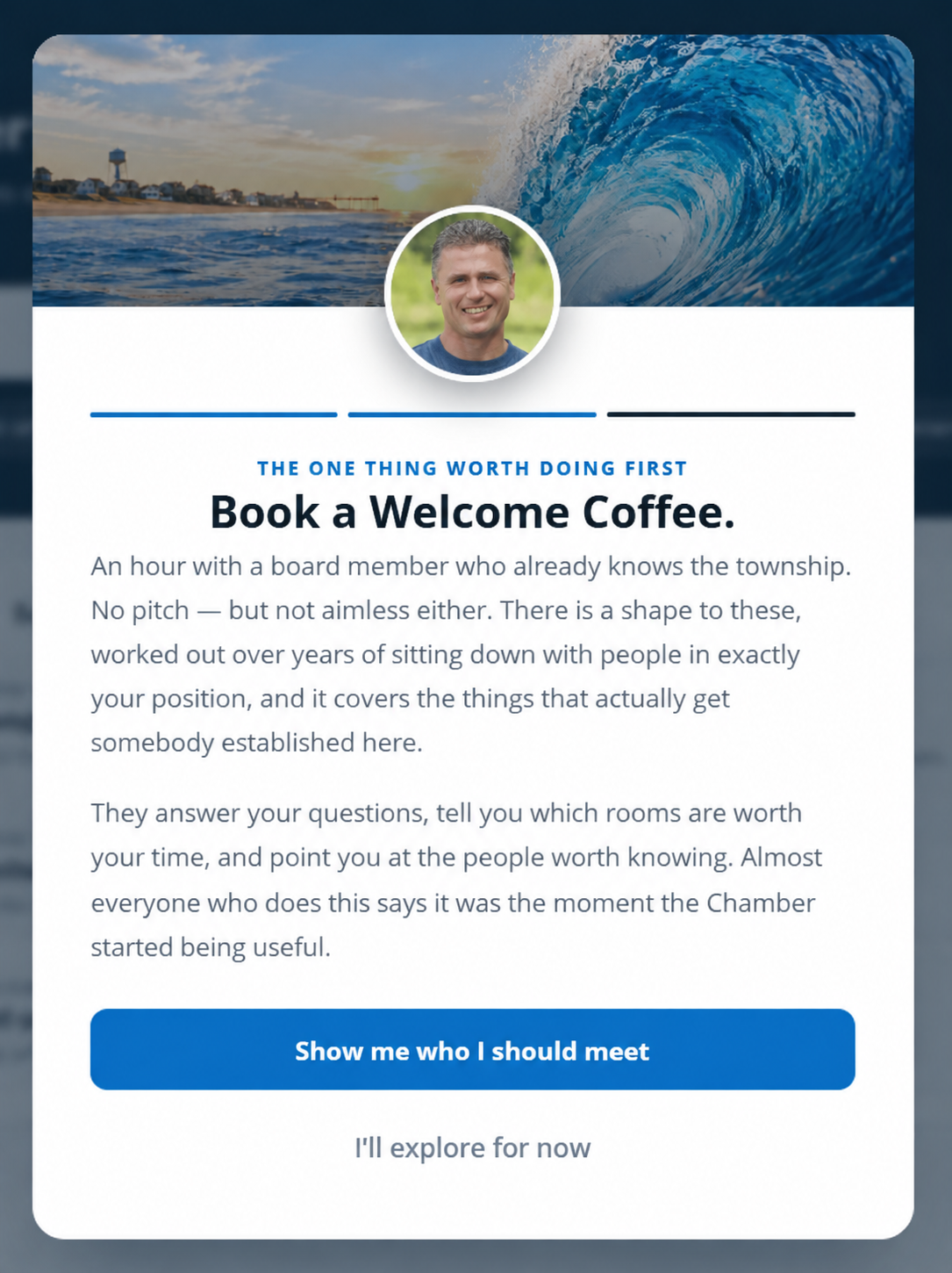 Book a welcome coffee